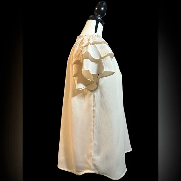 Umgee Cream Ruffle Sleeve Blouse - Picture 5 of 6